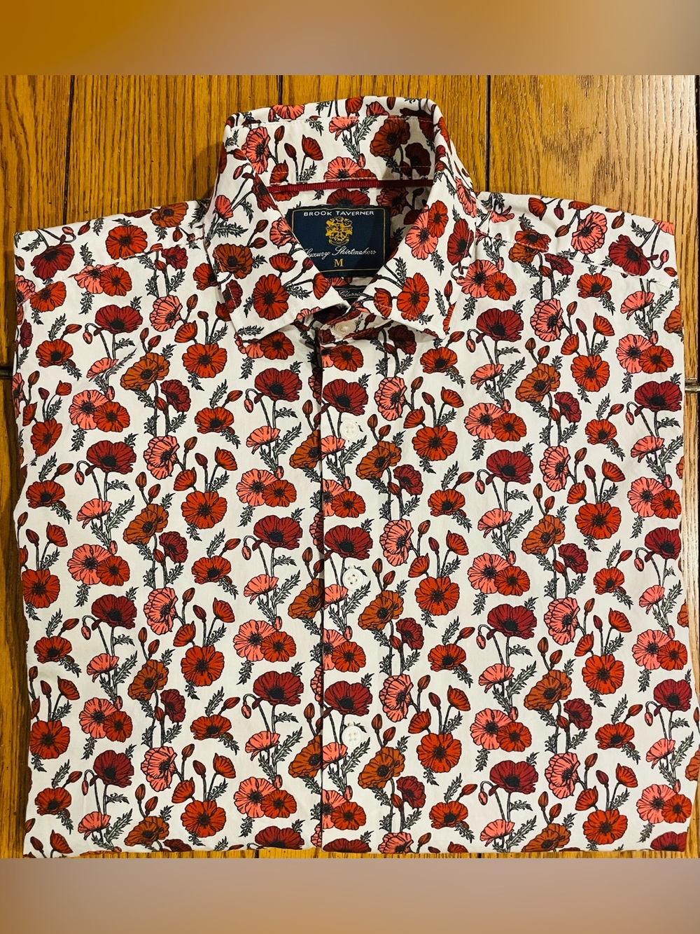 Brook Taverner men’s Poppy Shirt, size medium, long sleeve-button down